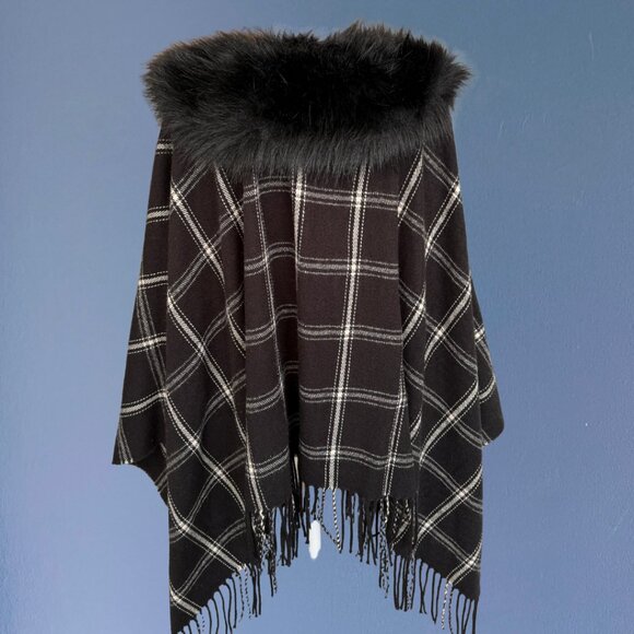 J. Crew Preppy Plaid Shawl Cape I One size fits all - Picture 2 of 4